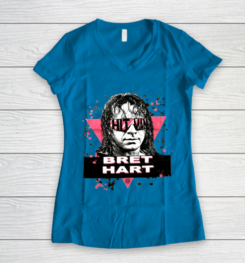 Hit man Bret Hart Hit Man WWE for fans and lovers Women's V-Neck T-Shirt 4