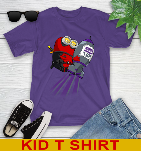 NBA Basketball Sacramento Kings Deadpool Minion Marvel Shirt Youth T-Shirt 3