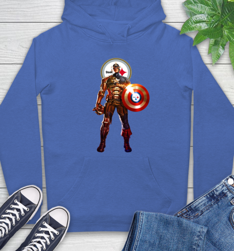 NFL Captain America Marvel Avengers Endgame Football Sports Pittsburgh Steelers Hoodie 9