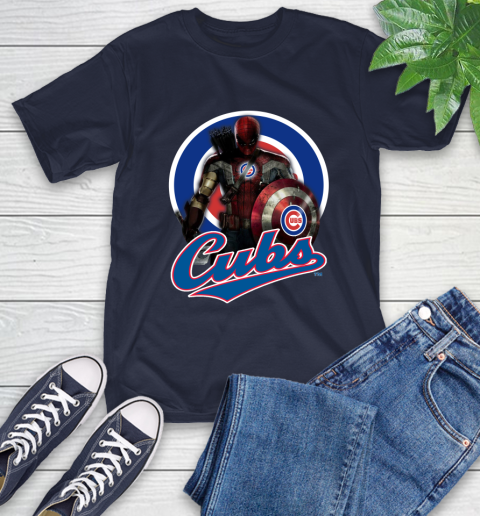 MLB Captain America Thor Spider Man Hawkeye Avengers Endgame Baseball Chicago Cubs T-Shirt 4