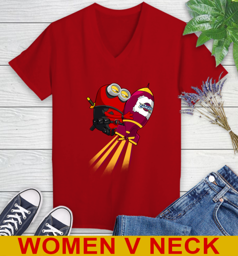 NBA Basketball Cleveland Cavaliers Deadpool Minion Marvel Shirt Women's V-Neck T-Shirt 10