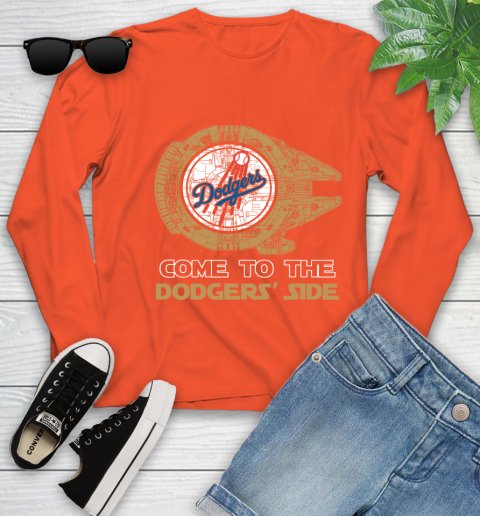 MLB Come To The Los Angeles Dodgers Side Star Wars Baseball Sports Youth Long Sleeve 3