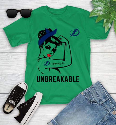 NHL Tampa Bay Lightning Girl Unbreakable Hockey Sports Youth T-Shirt 3