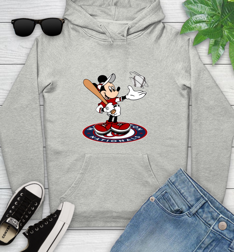 MLB Baseball Washington Nationals Cheerful Mickey Disney Shirt Youth Hoodie - Image 3
