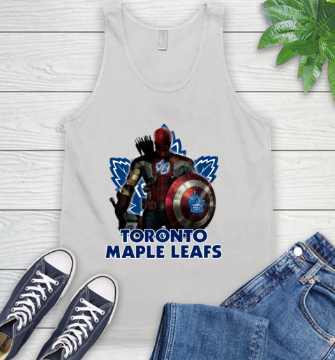 NHL Captain America Thor Spider Man Hawkeye Avengers Endgame Hockey Toronto Maple Leafs Tank Top