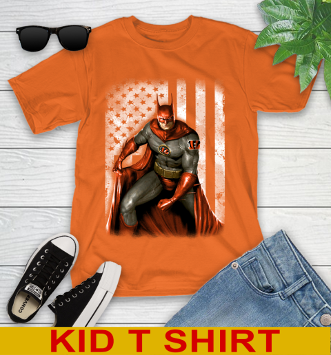 Cincinnati Bengals NFL Football Batman DC American Flag Shirt Youth T-Shirt 8