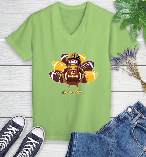 Washington Redskins Turkey Thanksgiving Day Women's V-Neck T-Shirt 11