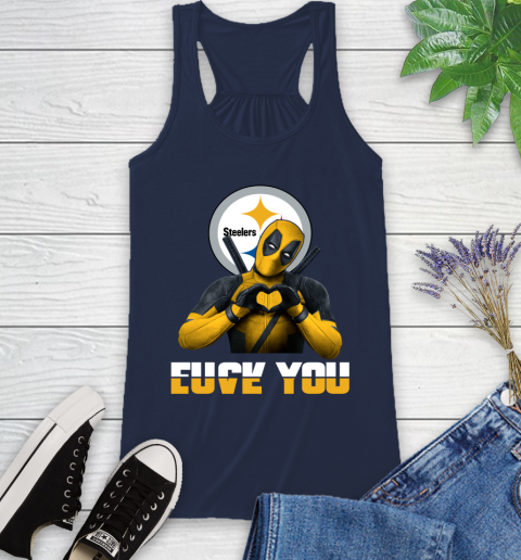 NHL Pittsburgh Steelers Deadpool Love You Fuck You Football Sports Racerback Tank 9