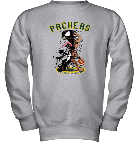 NFL Green Bay Packers Football Venom Groot Guardians Of The Galaxy Q0rGPPD3Qmq youth sweatshirt 47 95 151514 front sport grey