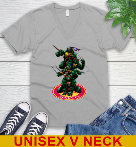 NBA Basketball Houston Rockets Teenage Mutant Ninja Turtles Shirt V-Neck T-Shirt 5 NBA Basketball Houston Rockets Teenage Mutant Ninja Turtles Shirt V-Neck T-Shirt - Image 5