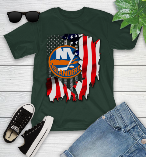 New York Islanders NHL Hockey American Flag Youth T-Shirt 5