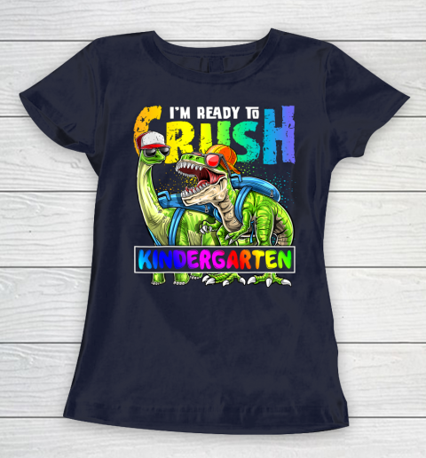 Next Level t shirts I m Ready To Crush Kindergarten T Rex Dino Holding Pencil Back To School Women's T-Shirt 2