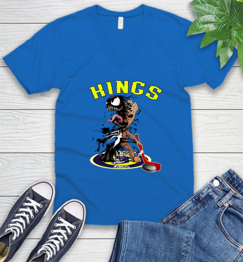 NHL Los Angeles Kings Hockey Venom Groot Guardians Of The Galaxy V-Neck T-Shirt 6