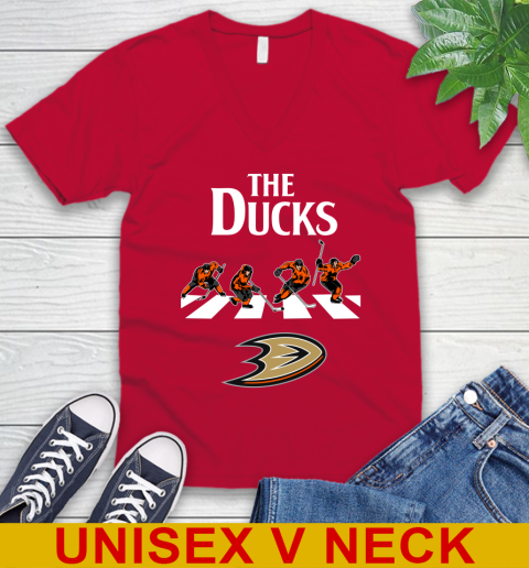 NHL Hockey Anaheim Ducks The Beatles Rock Band Shirt V-Neck T-Shirt 6