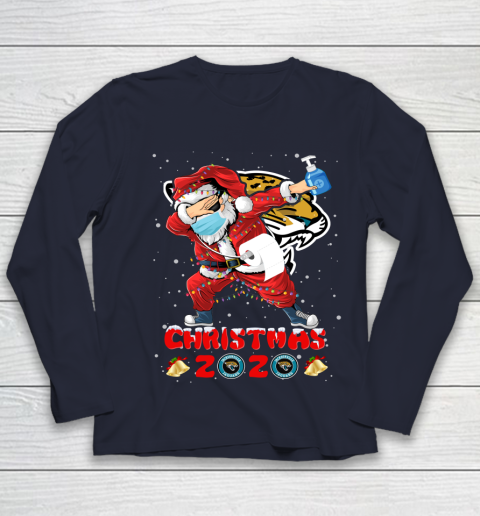 Jacksonville Jaguars Funny Santa Claus Dabbing Christmas 2020 NFL Youth Long Sleeve 2