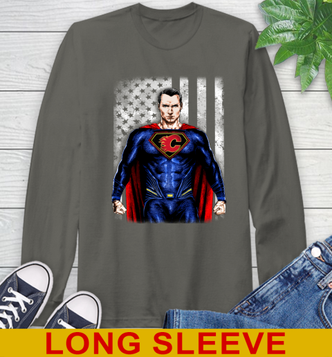 NHL Hockey Calgary Flames Superman DC Shirt Long Sleeve T-Shirt 10