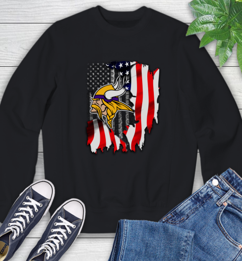 Minnesota Vikings NFL Football American Flag Sweatshirt