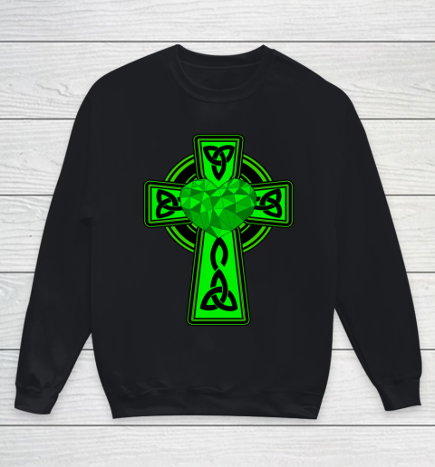 Irish Valentines Celtic Cross Irish American Heart Celtic Youth Sweatshirt