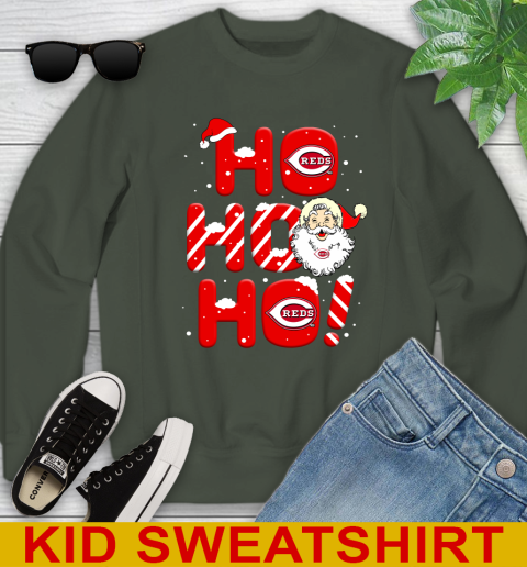 Cincinnati Reds MLB Baseball Ho Ho Ho Santa Claus Merry Christmas Shirt Youth Sweatshirt 8