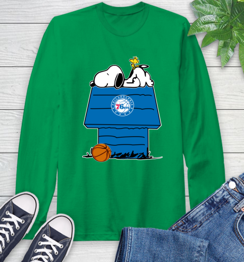 Philadelphia 76ers NBA Basketball Snoopy Woodstock The Peanuts Movie Long Sleeve T-Shirt 7