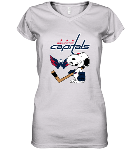 Washington Capitals Ice Hockey Broken Teeth Snoopy NHL Women's V-Neck T-Shirt