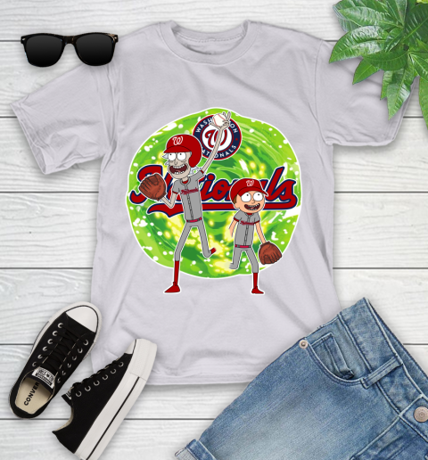 MLB Washington Nationals Rick And Morty Baseball Sports Youth T-Shirt 4