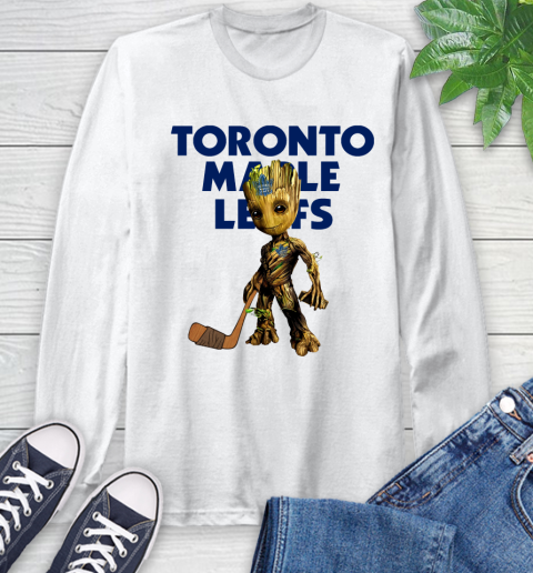 Toronto Maple Leafs NHL Hockey Groot Marvel Guardians Of The Galaxy Long Sleeve T-Shirt