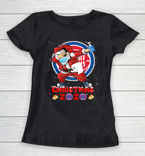 Detroit Pistons Funny Santa Claus Dabbing Christmas 2020 NBA Women's T-Shirt