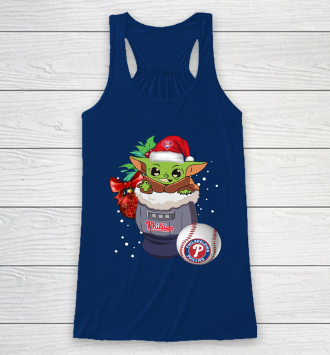 Philadelphia Phillies Christmas Baby Yoda Star Wars Funny Happy MLB Racerback Tank 7