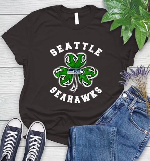 NFL Seattle Seahawks Three Leaf Clover St Patrick's Day Football Sports Women's T-Shirt 12 NFL Seattle Seahawks Three Leaf Clover St Patrick's Day Football Sports Women's T-Shirt - Image 12
