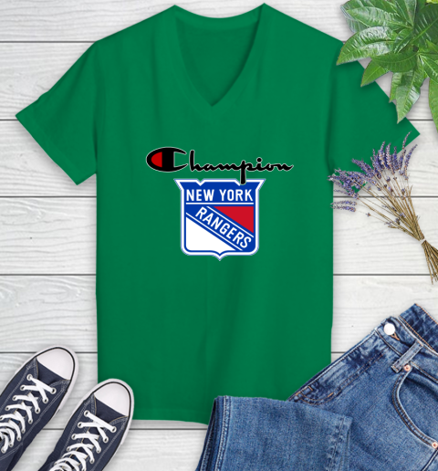 NHL Hockey New York Rangers Champion Shirt Women's V-Neck T-Shirt 3