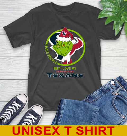 Houston Texans NFL Christmas Grinch I Hate People But I Love My Favorite Football Team T-Shirt 2