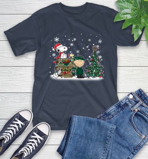 NHL Minnesota Wild Snoopy Charlie Brown Woodstock Christmas Stanley Cup Hockey T-Shirt 3