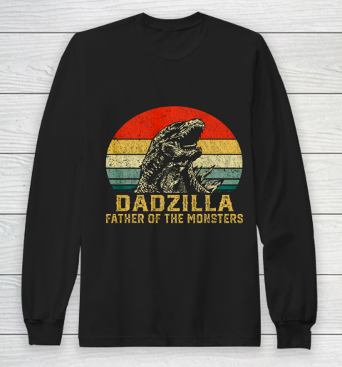 Mens Vintage Dadzilla Father Of The Monsters Shirt Funny Long Sleeve T-Shirt