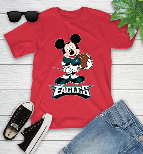 NFL Football Philadelphia Eagles Cheerful Mickey Mouse Shirt Youth T-Shirt 10