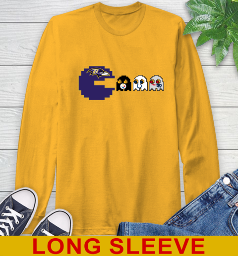 Baltimore Ravens NFL Football Pac Man Champion Long Sleeve T-Shirt 3