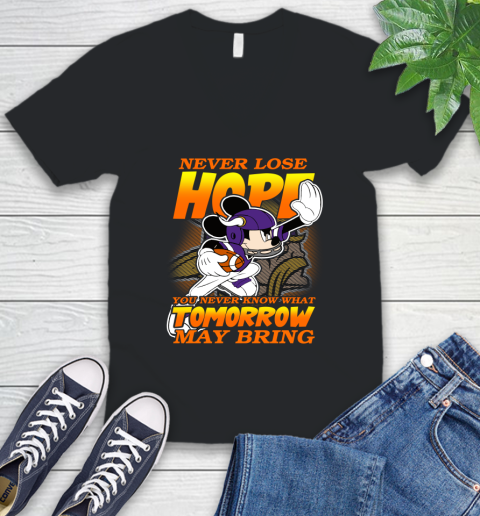 Minnesota Vikings NFL Football Mickey Disney Never Lose Hope V-Neck T-Shirt