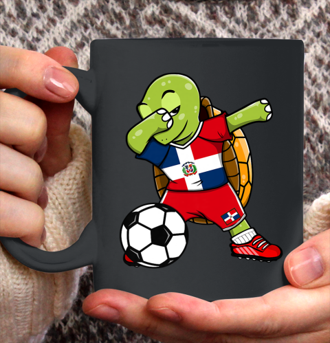 Dabbing Turtle Dominican Republic Soccer Fans Flag Football Ceramic Mug 11oz