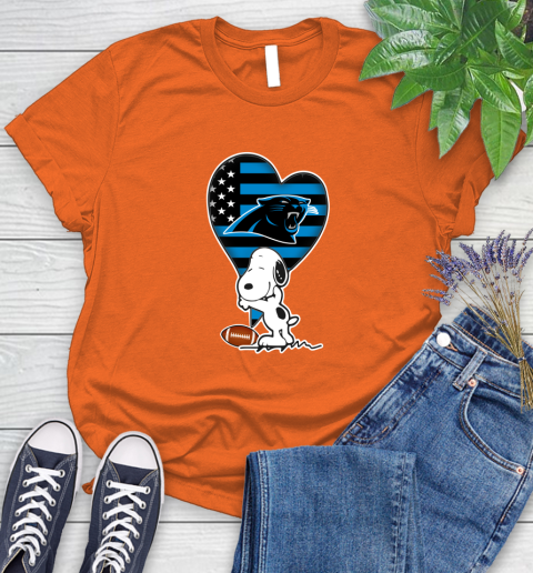 Carolina Panthers NFL Football The Peanuts Movie Adorable Snoopy Women's T-Shirt 4