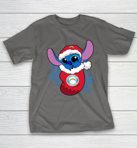 Los Angeles Chargers Christmas Stitch In The Sock Funny Disney NFL T-Shirt 9