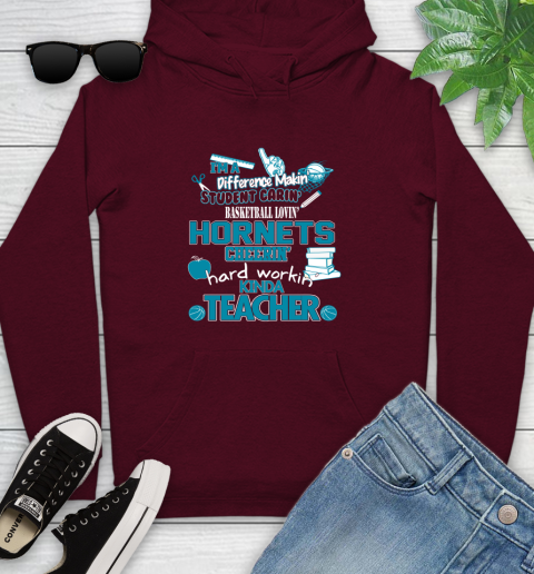Charlotte Hornets NBA I'm A Difference Making Student Caring Basketball Loving Kinda Teacher Youth Hoodie 7