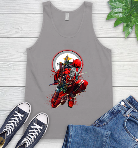NFL Deadpool Marvel Comics Sports Football Pittsburgh Steelers Tank Top 4