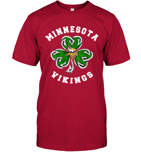 NFL Minnesota Vikings Three Leaf Clover St Patrick's Day Football Sports 50RQqQ9P7Cl classic t shirt 2 95 151514 front red