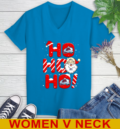 Colorado Avalanche NHL Hockey Ho Ho Ho Santa Claus Merry Christmas Shirt Women's V-Neck T-Shirt 7