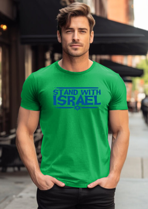 xqbj besti stand with israel graphic classic t shirt 2 front irish green