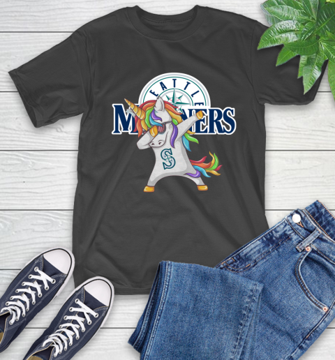 Seattle Mariners MLB Baseball Funny Unicorn Dabbing Sports T-Shirt 2
