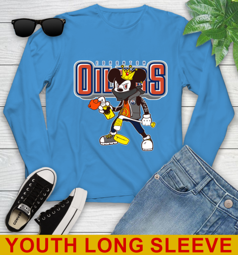 Edmonton Oilers NHL Hockey Mickey Peace Sign Sports Youth Long Sleeve 8