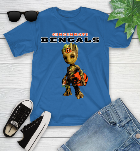 Cincinnati Bengals NFL Football Groot Marvel Guardians Of The Galaxy Youth T-Shirt 9