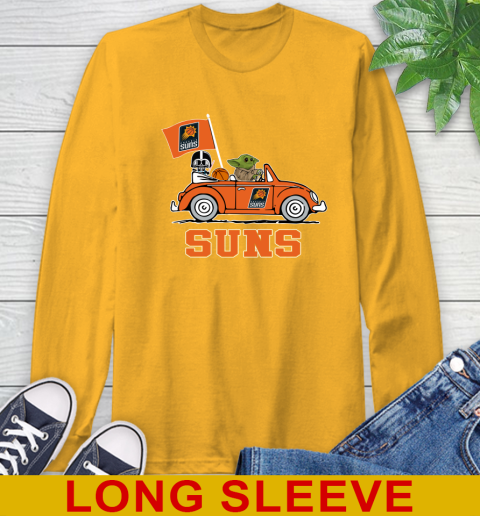 NBA Basketball Phoenix Suns Darth Vader Baby Yoda Driving Star Wars Shirt Long Sleeve T-Shirt 3