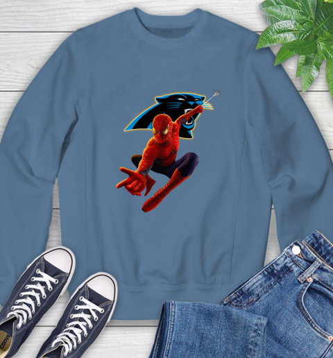 NFL Spider Man Avengers Endgame Football Carolina Panthers Sweatshirt 7